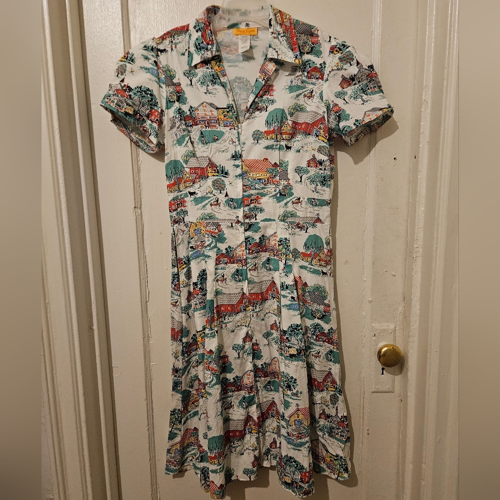 Bernie Dexter Farmland Scenic Print Dresz XL EUC